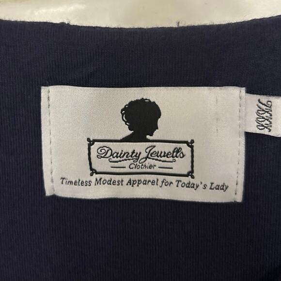 Dainty Jewels Navy Blue Modest Lace Tiered Ruffle Maxi Dress 3X Cottagecore - Picture 10 of 13